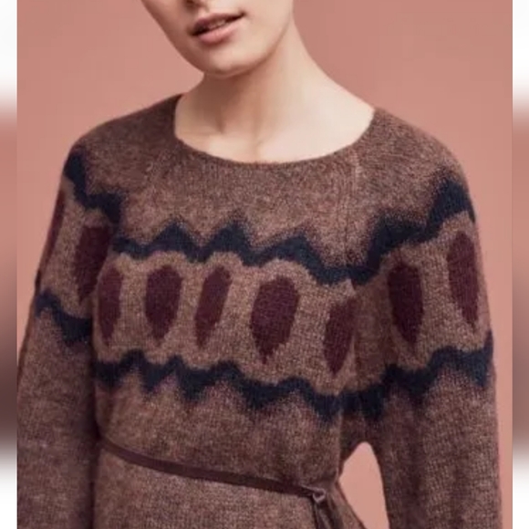 Anthropologie Sweaters - Anthropologie Sleeping on Snow Royanna Mohair Blend Sweater w/ Leather Tie Belt